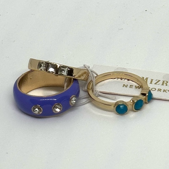 Isaac Mizrahi Set of 3 Statement Band Ring SZ 8 - Picture 2 of 10